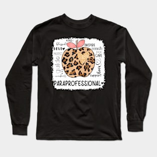 Paraprofessional  Blessed Teach Inspire Love Leopard Long Sleeve T-Shirt